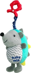 Erizo de peluche con sonido y clip BABY MIX, azul‑gris