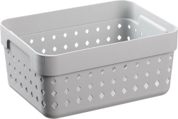 Cesta de almacenaje Seoul de plástico reciclado 15,8 × 11,8 × 7,3 cm, gris