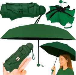 Paraguas plegable de bolsillo con protección UV UPF 50+ 90 cm – verde oscuro con funda