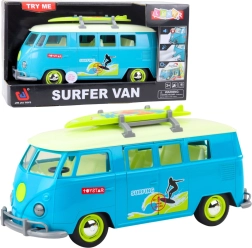 Surfer van – microbús con luz y sonido con tabla de surf desmontable, turquesa