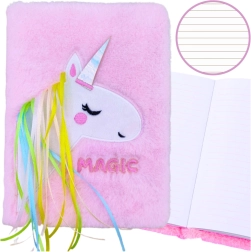 Diario de felpa A5 con unicornio y cubierta suave y peluda, rayado