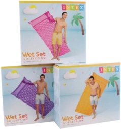 Colchoneta inflable para agua 229 × 86 cm con textura ondulada y almohada