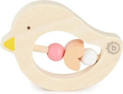 Mordedor de madera Bieco con cuentas rosas – pajarito