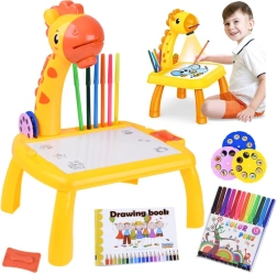 Proyector infantil de dibujo con mesa y 12 rotuladores - 1 pieza – amarilla