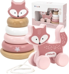 Juego de madera VIGA PolarB – torre apilable zorro y zorro de arrastre