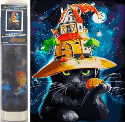 Pintura de diamantes Gata de Halloween 30x40 cm