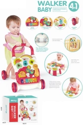 Andador empujador casita pianito 4 en 1 rosa