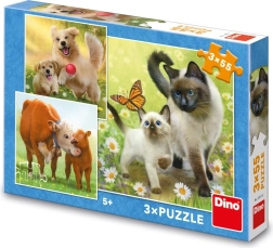 Puzle infantil familias de animales 3×55 piezas