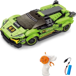 Kit de coche RC verde con control remoto de 17 cm, 275 piezas