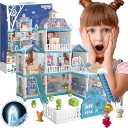Woopie casa de muñecas jardín de invierno con accesorios y muñeca, iluminada, 191 piezas