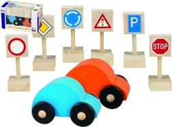 Detoa coches y señales de tráfico – set de madera para niños