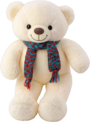 Osito de peluche con bufanda de colores blanco 55 cm