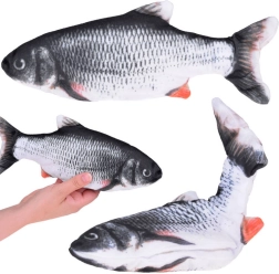 Pez de peluche interactivo con cola móvil, USB, 25 cm