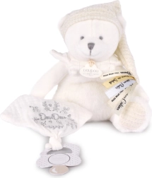 Doudou Set de regalo de osito de peluche con soporte para chupete y mantita