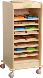 Caja de madera para paneles educativos MASTERKIDZ 28 × 28 cm con ruedas