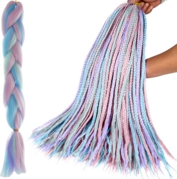 Cabello sintético ombré violeta–azul