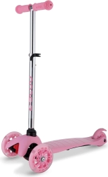 Patinete rosa de tres ruedas con ruedas LED