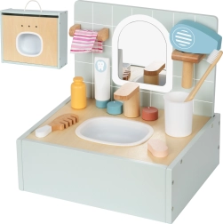 Baño de madera con accesorios de aseo de Tooky Toy