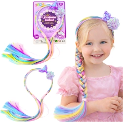 Diadema infantil con trenza de colores y motivo de sirena