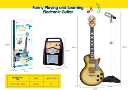 Guitarra eléctrica infantil con amplificador y micrófono – set marrón