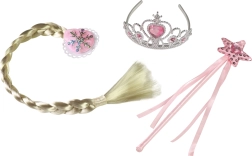 Set de princesa rosa con trenza (corona, varita, trenza)