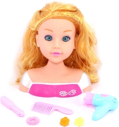 Cabeza de peinado con accesorios 22 cm