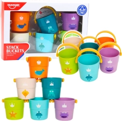 Juego de cubos apilables y vertedores de colores para niños