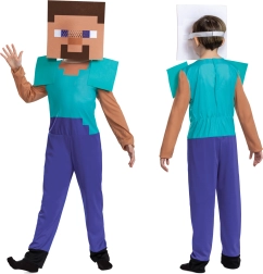 Disfraz infantil de Steve de Minecraft 127–136 cm (7–8 años)