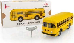 Autobús retro a cuerda de metal 19 cm amarillo en caja Kovap