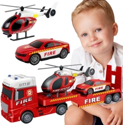 Woopie set de bomberos con camión grúa, helicóptero y coche con luces y sonidos
