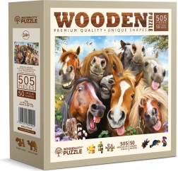 Puzzle de madera de doble cara Caballos por todas partes 505 piezas WOODEN CITY
