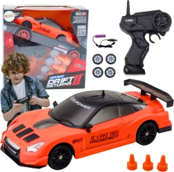 Coche deportivo RC 1:24 con ruedas intercambiables, naranja