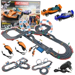 Pista de carreras 3 en 1 con bucles iluminados, coches y mandos de 560 cm