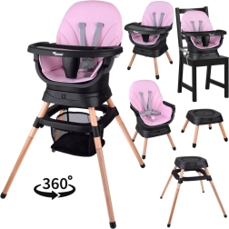 Trona infantil giratoria multifuncional 6 en 1 – rosa