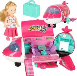 Avión de juguete para muñecas 2 en 1 con accesorios rosa