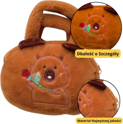 Bolso de felpa con capibara y rosa, marrón, 20 cm