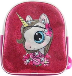 Mochila infantil con unicornio, rosa brillante