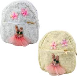 Mochila infantil con bordado de conejito con vestido Flores