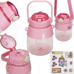 Botella infantil de agua con pajita y correa 1 l – rosa