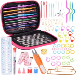 Set de ganchillo 100 uds ganchos 0,6-6,5 mm con accesorios en estuche
