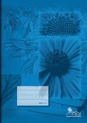 Cuaderno escolar A4 Eco Flores azules, 40 hojas, en blanco