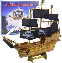 Modelo coleccionable decorativo de barco pirata con velas negras 33x29cm