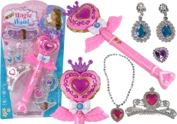 Varita mágica interactiva con proyector de estrellas y accesorios para hada, rosa