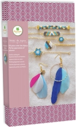 Set creativo para fabricar joyas: cuentas japonesas y pendientes con plumas