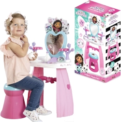 Tocador GABBY’S DOLLHOUSE con espejo en forma de corazón y taburete + 10 accesorios