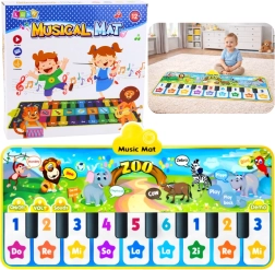 Alfombrilla musical interactiva zoo: pianito infantil, 10 teclas y 10 melodías