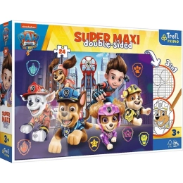 Puzzle Super Maxi 24 – PAW PATROL: THE MOVIE, de doble cara para colorear