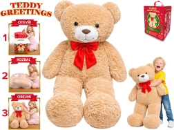 Oso de peluche Teddy Greetings con lazo, 120 cm, beige