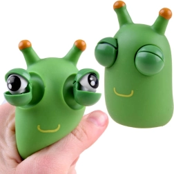Criatura antiestrés para apretar en forma de caracol – juguete verde con ojos saltones