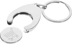 Llavero metálico 2 en 1 con ficha para carro de la compra